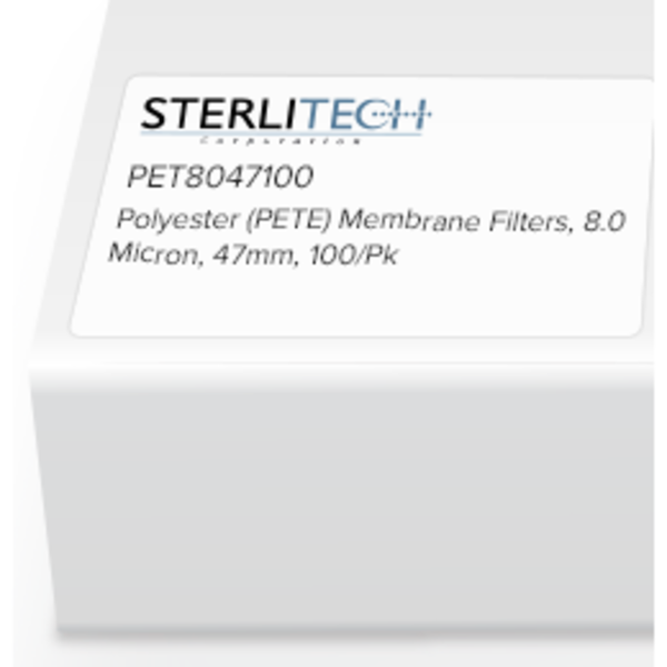 Sterlitech Polyester (PETE) Membrane Filters, 8.0 Micron, 47mm, PK100 PET8047100
